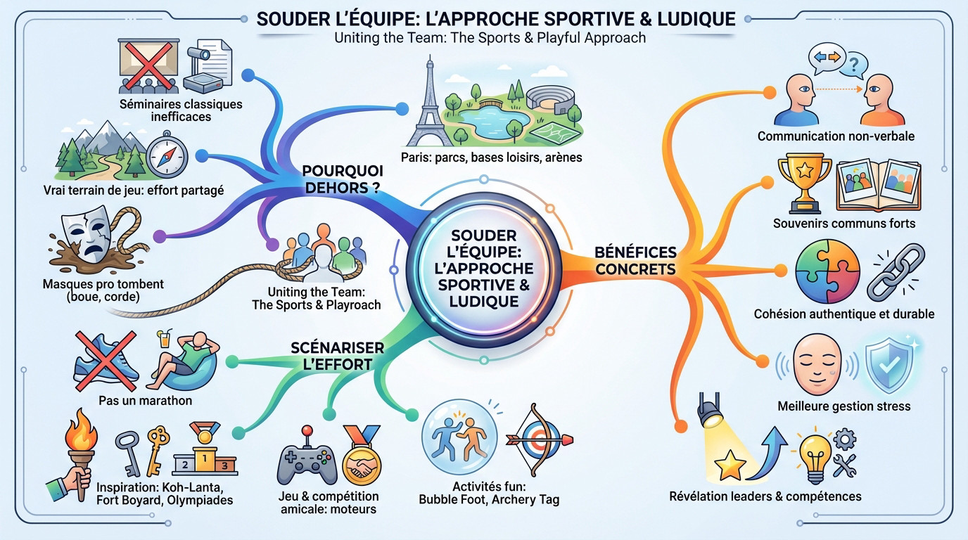 Collaborateurs célébrant une victoire lors d'une activité sportive de cohésion