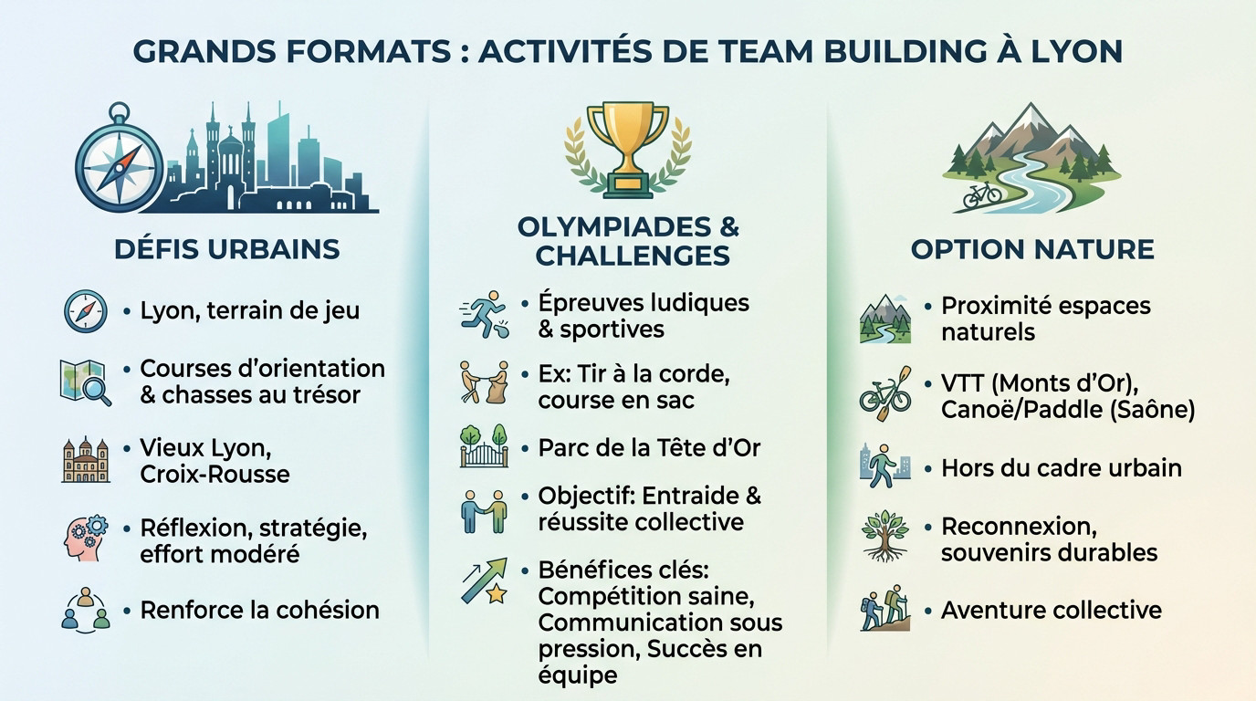 Activités de team building sportif à Lyon entre ville et nature