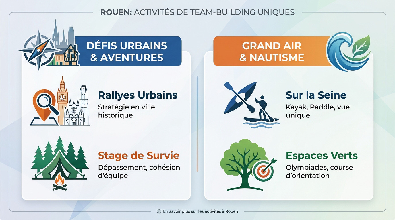 Collaborateurs participant à un défi urbain dynamique dans les rues historiques de Rouen